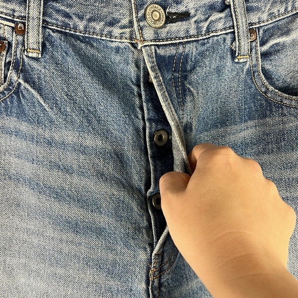 Moussy Vintage Riverview Wide Straight Leg Raw Hem Button Fly Denim - Picture 4 of 6